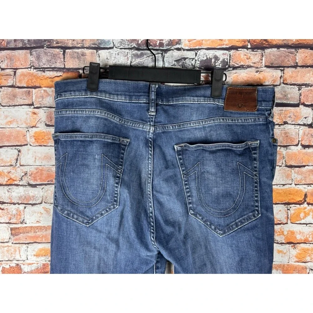 True Religion Rocco Relaxed Skinny Knee Panels Men's Blue Jeans 38